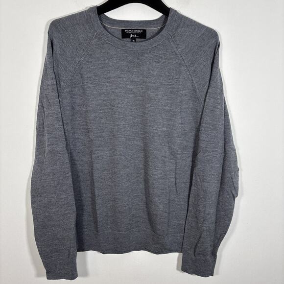 Banana Republic Baruffa Sweater 100% Italian Merino Wool Mens XL Gray Crew Neck - Picture 8 of 8